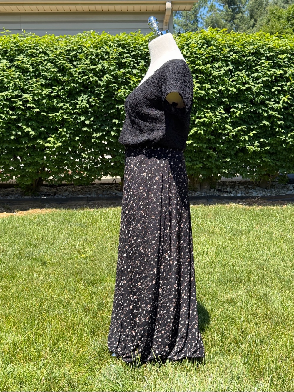 Vintage 90s Whimsigoth Set Talbots Lace Blouse Briggs Floral Maxi Skirt Cottage - Picture 7 of 14